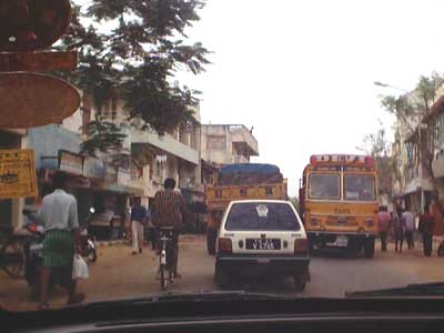 View of the city traffic in Chennai