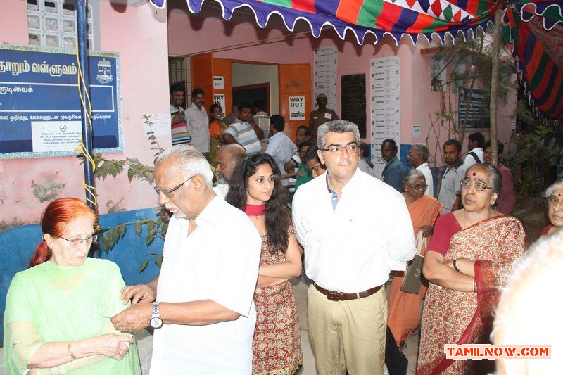 Shalini And Ajith Waiting To Cast Vote 37