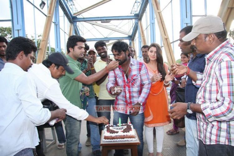 Simbu At Director Vijay Chandar Birthday At Vaalu Location 8624